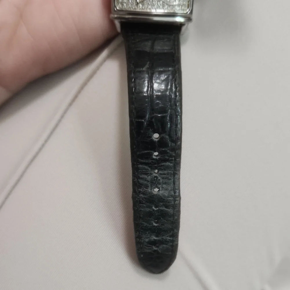 Anne Klein‎ Silver Case Black Strap Watch